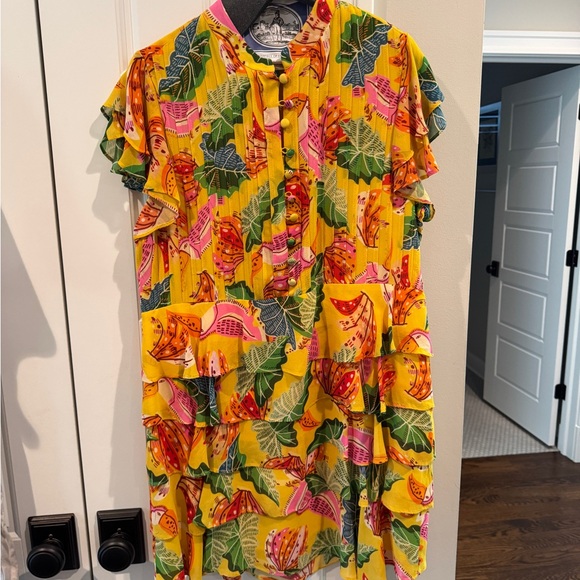 FARM Rio Yellow Tropical Print Dress - Picture 1 of 3